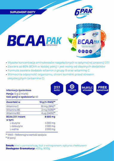 6Pak Nutrition BCAA Pak 400гр Киви и портокал