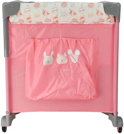 Bebe Stars Animal Bunny Playpen 2 Levels with Mattress Pink 125x65cm