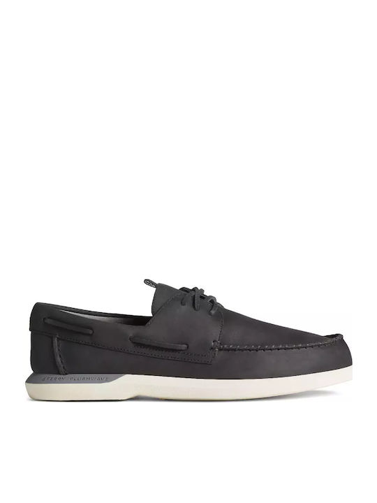 Plushwave 2.0 Δερμάτινα Ανδρικά Boat Shoes σε Μαύρο Χρώμα