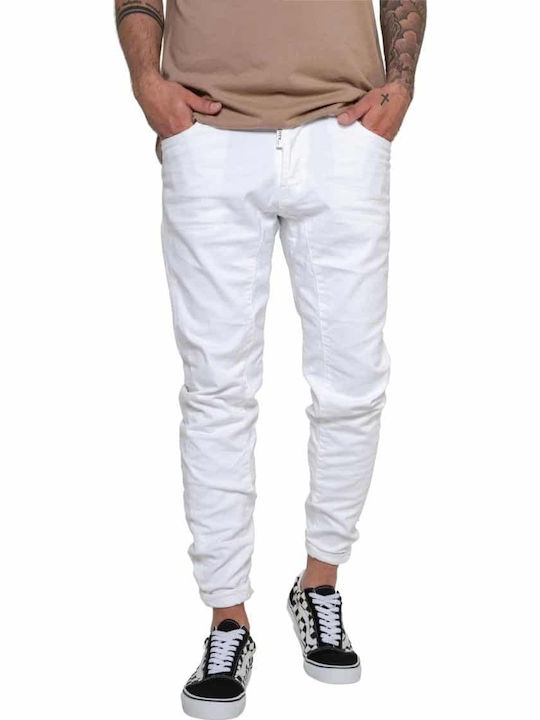 Biker I0041 Ανδρικό Παντελόνι Τζιν Ελαστικό με Skinny Εφαρμογή Λευκό