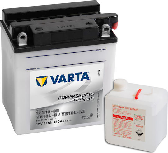Varta Powersports Freshpack Отворен тип Мотоциклетна батерия 12N10-3B 150Спецификация с капацитет 11Ах