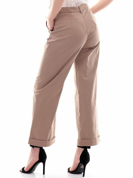 Women's Fabric Flared Trousers Beige
