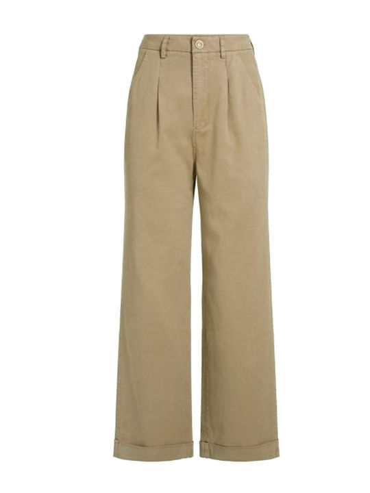Women's Fabric Flared Trousers Beige