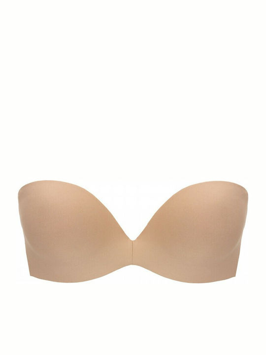 Secret Strapless Bra with Light Padding Underwire Beige