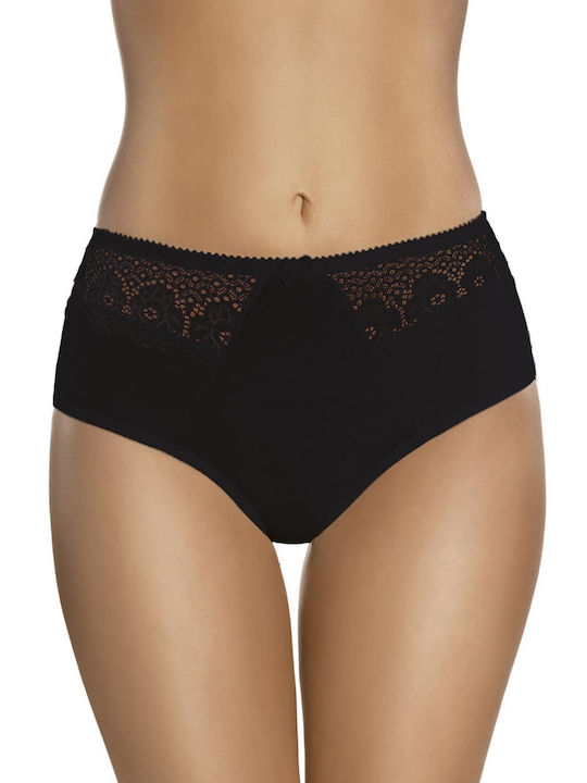 Gabidar 47729 Baumwolle Hochtailliert Damen Boxer mit Spitze Schwarz