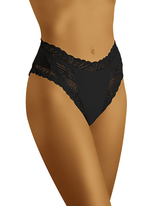 Wolbar Abra Hochtailliert Damen Slip mit Spitze Schwarz 156565