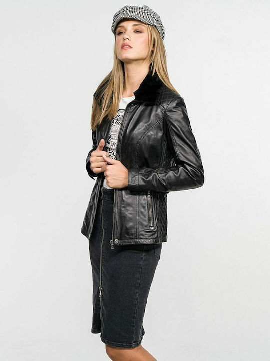 Sienna Δερμάτινο Γυναικείο Biker Jacket Μαύρο