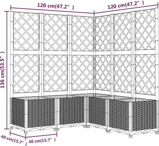 vidaXL Planter Box Plastic Gray 120x120x136cm.