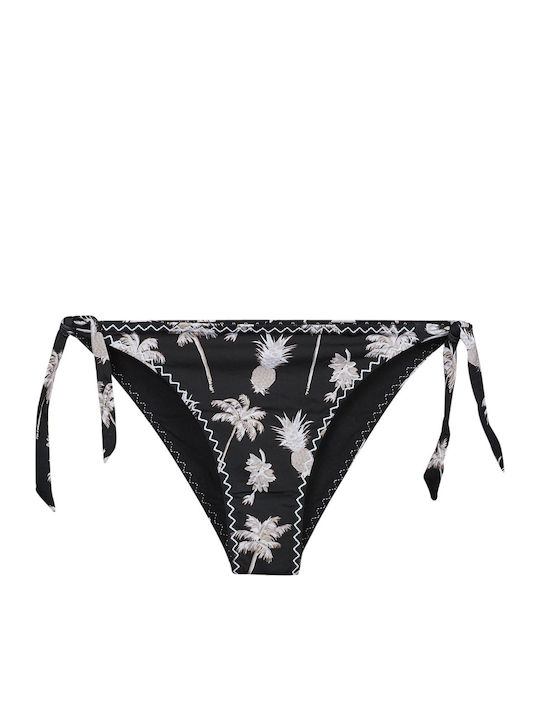 Dasia Seashell Bikini Slip mit Schnürchen Schwarz
