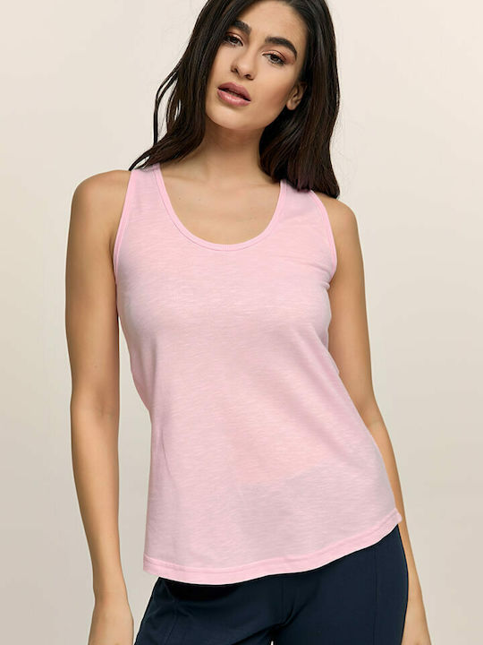 Damen Sommer Baumwolle Ärmellose Rosa Bluse