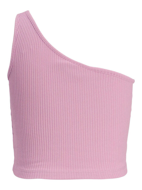 Γυναικείο Καλοκαιρινό Crop Top Off-Shoulder Βαμβακερό με έναν Ώμο Violet Tulle