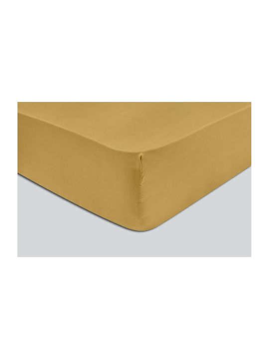 Cannon Classic Σεντόνι Υπέρδιπλο με Λάστιχο 160x200+30εκ. Golden Haze