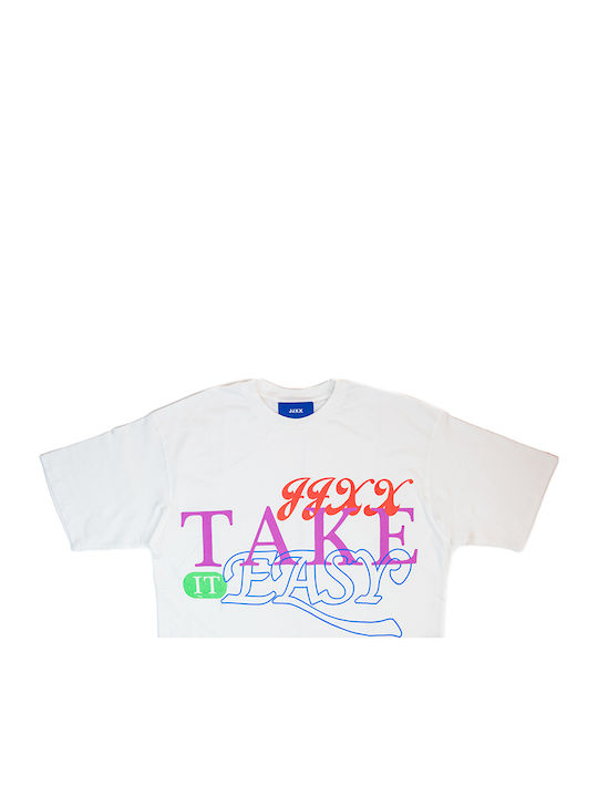 Take it easy Damen Oversized T-Shirt Weiß
