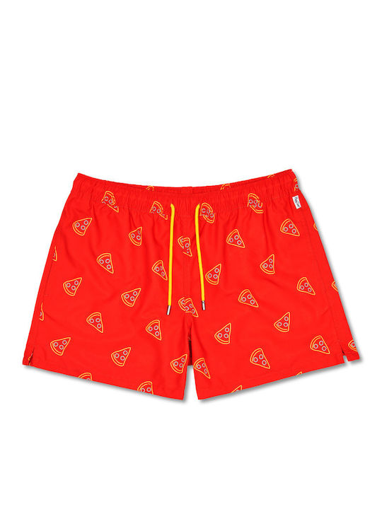 Pizza Slic Men's Swimwear Shorts Orange with Patterns