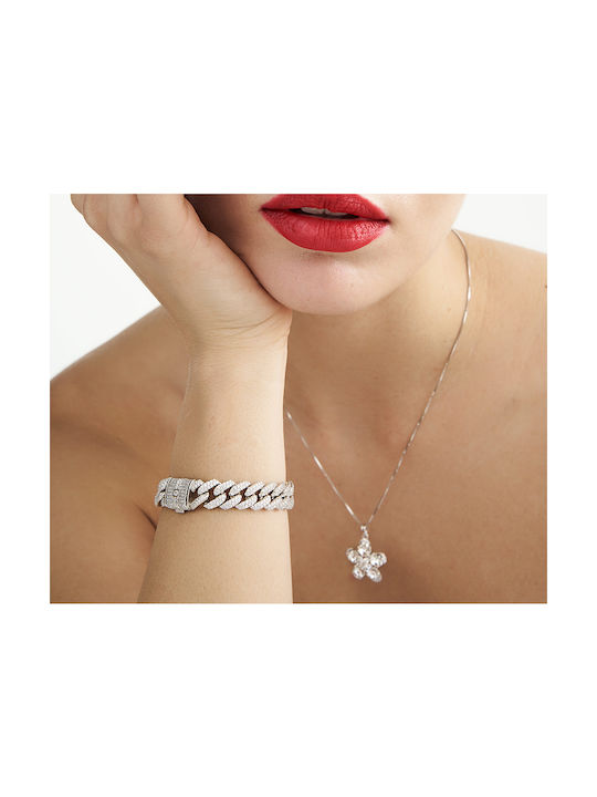Oxzen Halskette mit Design Blume aus Silber