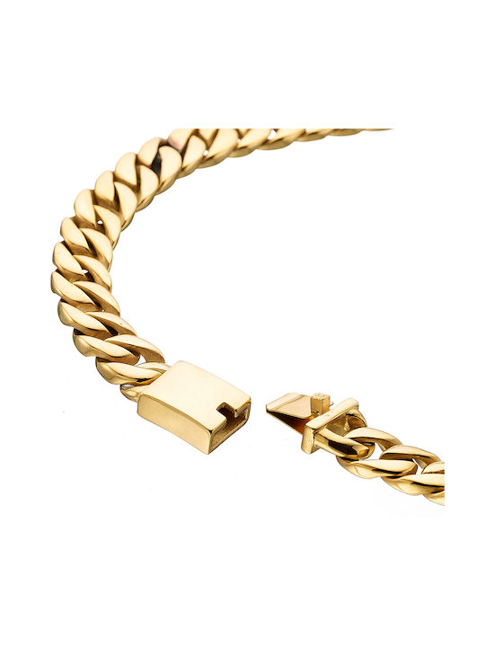 Oxzen Chain Neck Cuban made of Stainless Steel Gold-Plated Thick Thickness 18mm and Length 60cm