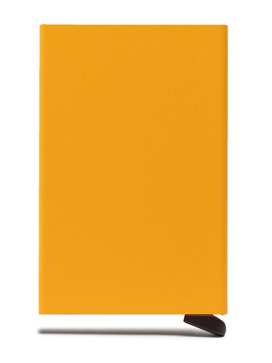 Cardprotector Ανδρικό Πορτοφόλι Καρτών με RFID και Μηχανισμό Slide Κίτρινο