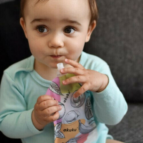 Akuku Plastic Baby Food Pouch 5pcs Transparent bws-