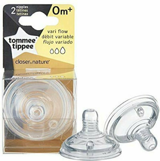 Tommee Tippee Closer To Nature Silicone Baby Bottle Teats Adjustable Flow for 0+ months 2pcs