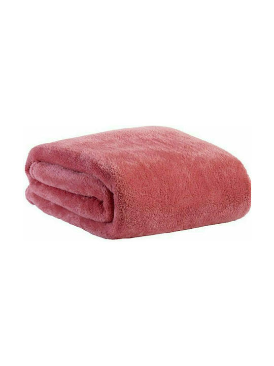 Nef-Nef Homeware Κουβέρτα Βελουτέ Nasty Κοραλί 160x220εκ.