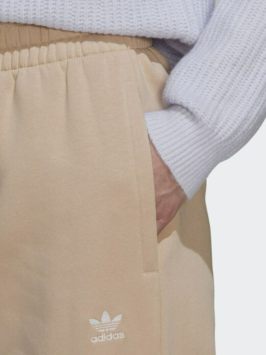 Adicolor Essentials Ψηλόμεσο Παντελόνι Φόρμας με Λάστιχο Fleece Magic Beige