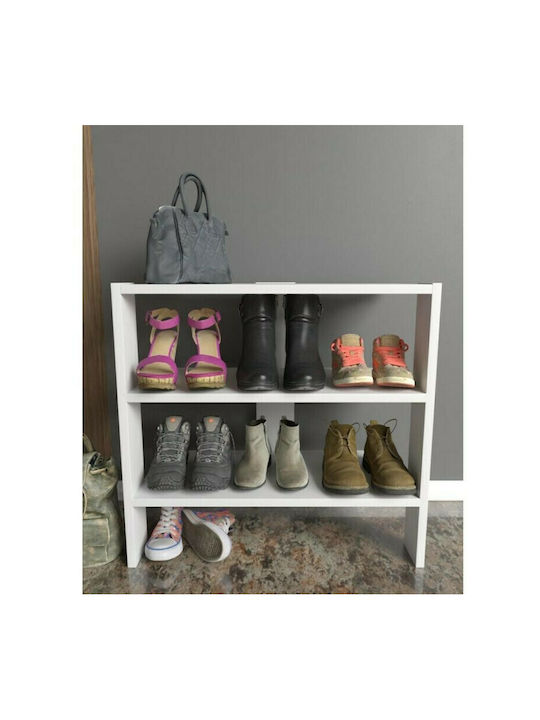 Wooden Shoe Organizer with 3 Shelves White 60x30x60cm