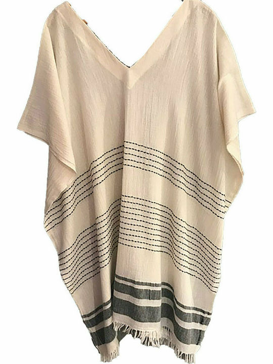 VinD.gr Dora Vintzilaiou Mania Women's Mini Caftan Beachwear Beige