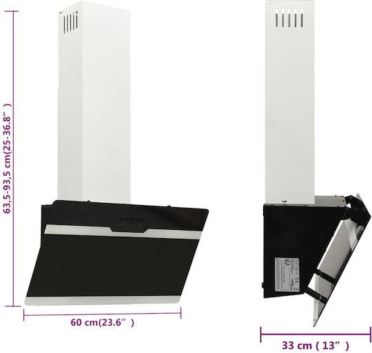 vidaXL Απορροφητήρας Καμινάδα 60cm Μαύρος