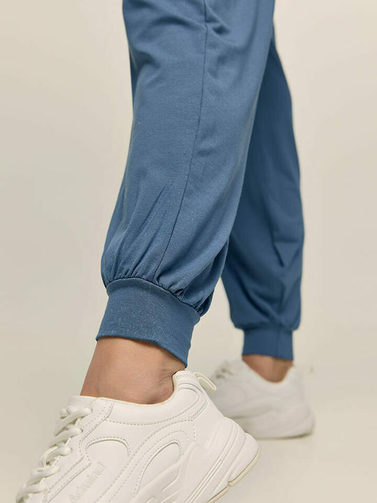 High Waist Sweatpants Jogger Blue Raf