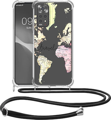 KWmobile Travel Coperta din spate Silicon cu curea Transparent / Black / Multicolor (Redmi Note 11 / 11S 4G) 58196.03