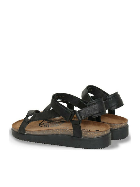 Ranch Hiking Leather Women's Flat Sandals Anatomic in Black Color
