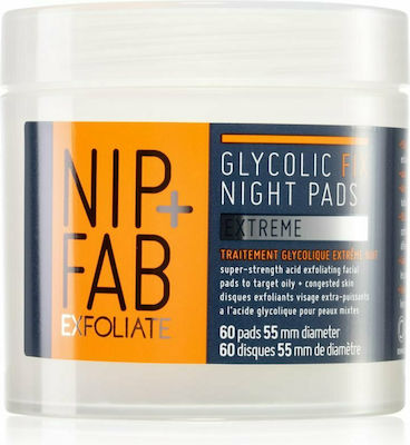 Nip+Fab Glycolic Fix Xtreme Night Pads Peeling for Face in 60 Pads for Oily Skin 80ml