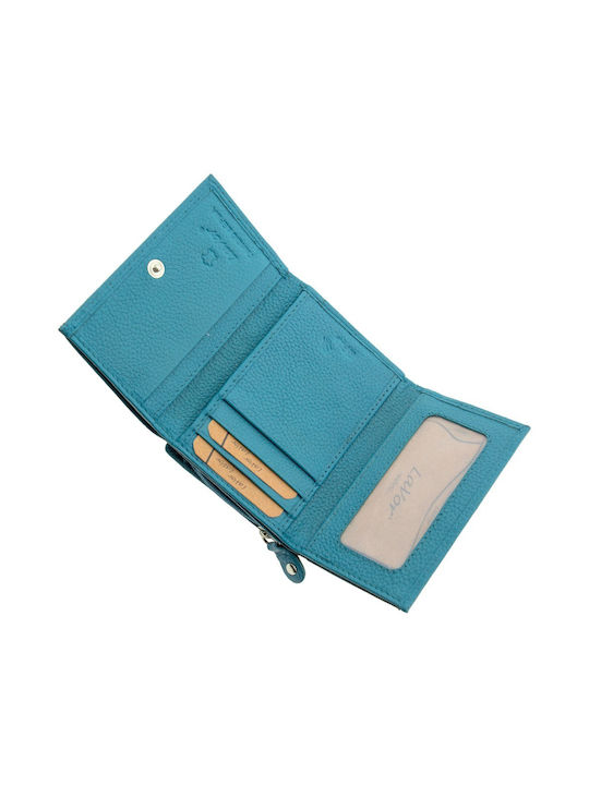 Small Leather Women's Wallet with RFID Light Blue