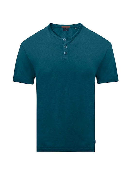 Rebase Herren Shirt Kurzarm Schaltflächen Petrol