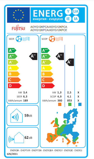 Fujitsu Seria KP ASYG Aparat De Aer Condiționat Inverter 12000 BTU A++/A+ Cu Funcționare Silențioasă