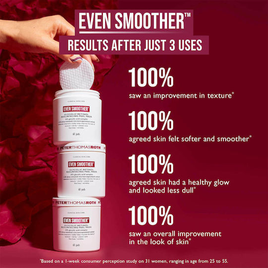 Peter Thomas Roth Even Smoother Glycolic Retinol Resurfacing Peel Pads Lotion Gesichtstoner für alle Hauttypen 60Stück