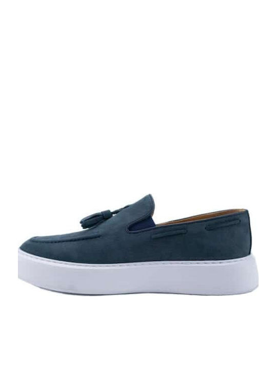 Δερμάτινα Ανδρικά Loafers σε Μπλε Χρώμα