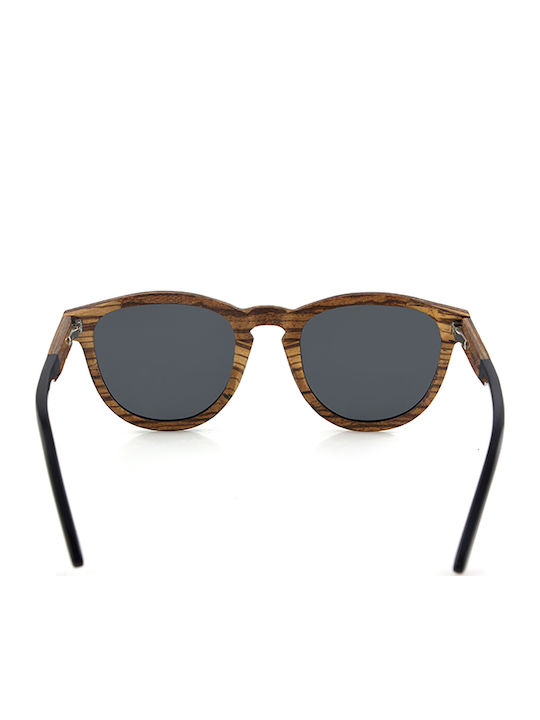 Daponte Damen Sonnenbrille mit Braun Holz Gestell und Gray Polarisiert Linse DAP006 4
