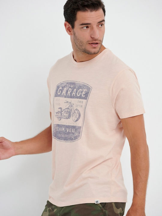 Garage Fifty5 Ανδρικό T-shirt Ροζ με Στάμπα