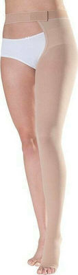 Sigvaris Traditional 504 Open Toe Graduated Compression Thigh High Stockings Αριστερή Long Plus 32-46 mmHg Beige