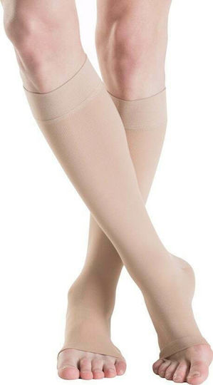 Sigvaris Traditional 505 Open Toe Graduated Compression Calf High Socks Long 46+ mmHg Beige