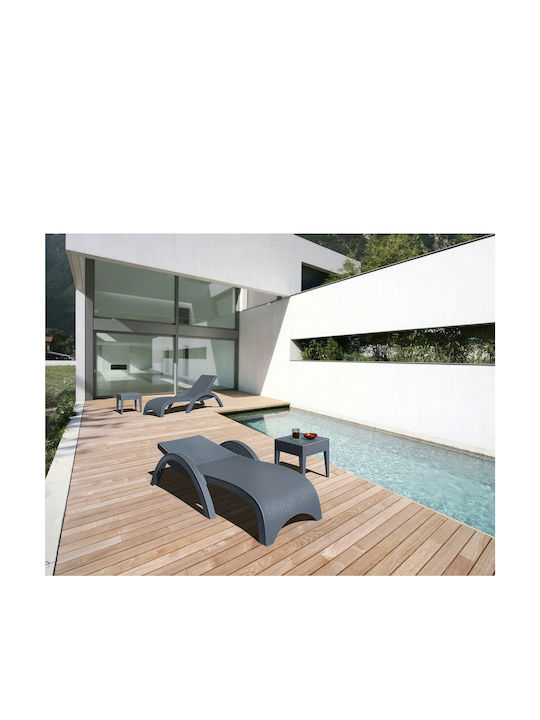 Ξαπλώστρα Πλαστική Fiji με Ρόδες Ανθρακί 187x73x44εκ.