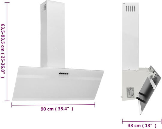 vidaXL Chimney Vent Hood 90cm White