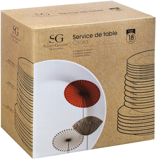 Secret de Gourmet Osara Σερβίτσιο Πιάτων από Πορσελάνη Λευκό 18τμχ