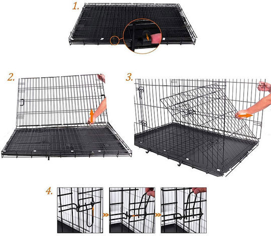 Feandrea Dog Wire Crate with 2 Doors Folding Metal 77.5x48.5x55.5cm