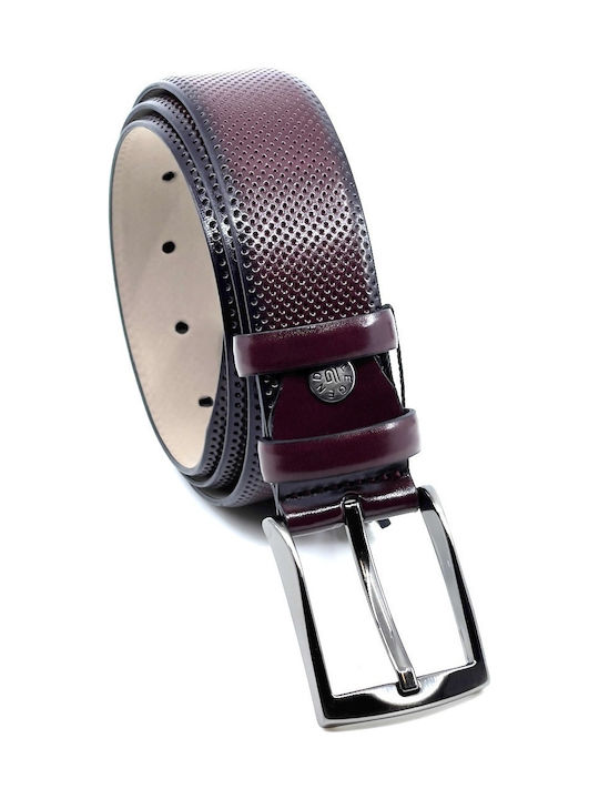 Men's Belt from Artificial Leather Burgundy