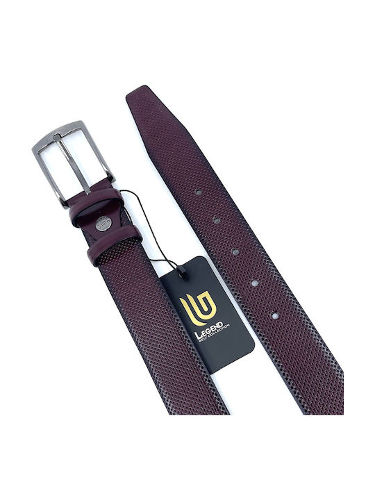 Men's Belt from Artificial Leather Burgundy