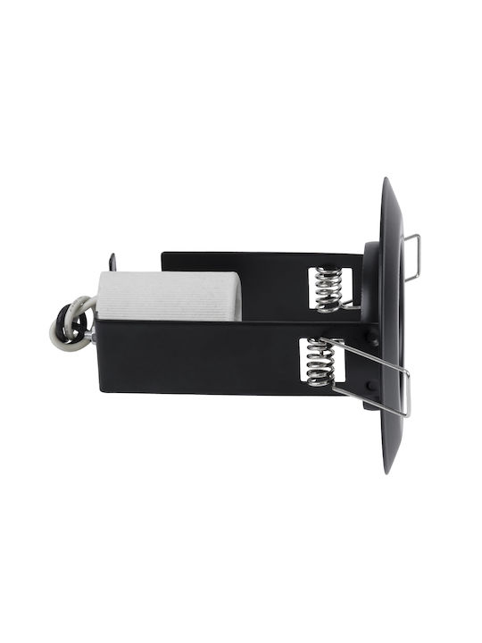 GloboStar Aliba Rund Metallisch Einbau Spot mit Fassung E14 Schwarz 9.2x9.2cm. 1Stück