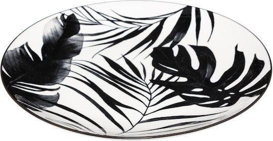 Palme Black Plate Shallow made of Porcelain Multicolour with Diameter 26cm