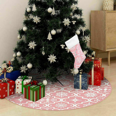 vidaXL Christmas Polyester Tree Apron Pink Set 2pcs με Κάλτσα